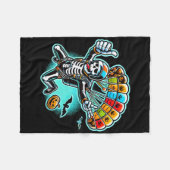 Halloween Skeleton Skydiving Fleece Deken (Voorkant (Horizontaal))