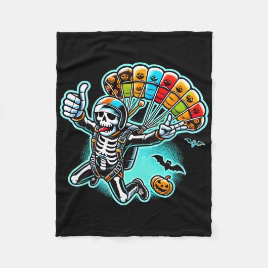 Halloween Skeleton Skydiving Fleece Deken (Voorkant)