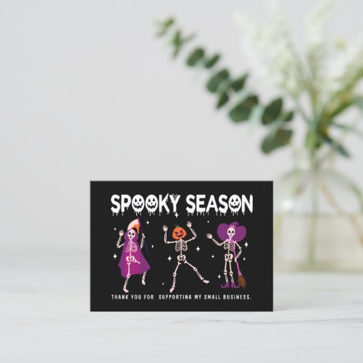 Halloween Skeleton Small business dank u Visitekaartje (Staand voorkant)