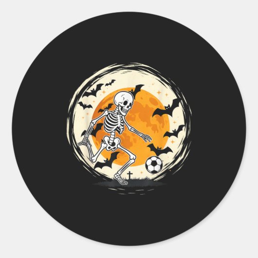 Halloween Skeleton Soccer Funny Football Costume M Ronde Sticker (Voorkant)