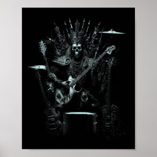 Halloween Skeleton speelt gitaar en troonrock Poster