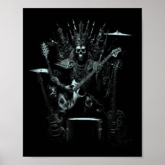 Halloween Skeleton speelt gitaar en troonrock Poster