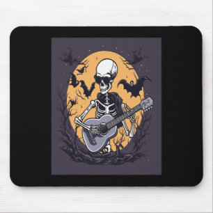 Halloween Skeleton Spelen Gitaar Muziek Funny Skul Muismat