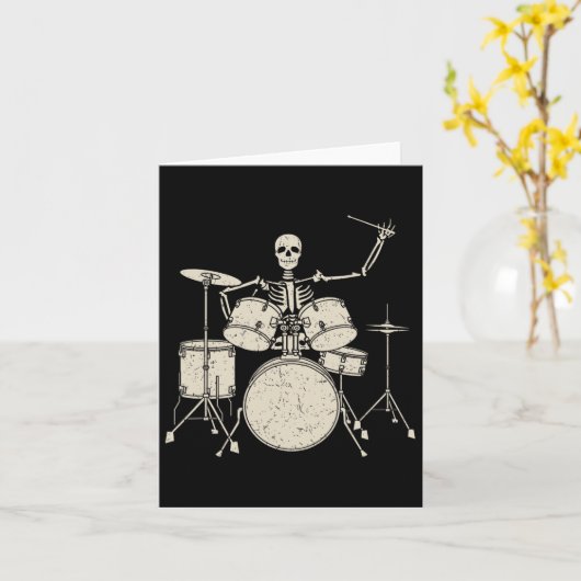 Halloween Skeleton Speling Drum Cute Funny Drums G Kaart (Gele Bloem)