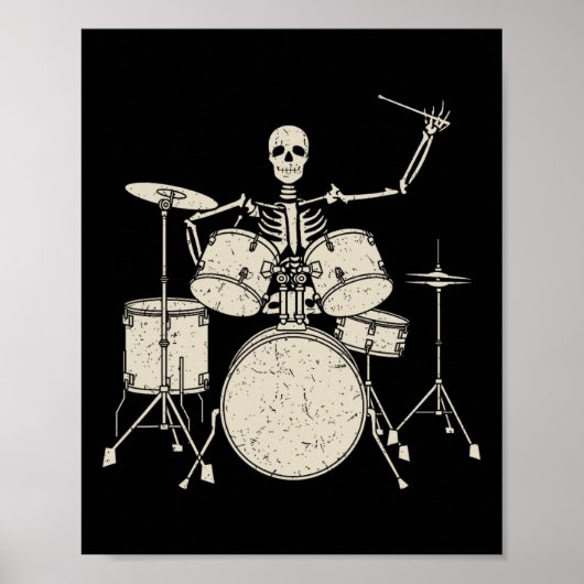 Halloween Skeleton Speling Drum Cute Funny Drums G Poster (Voorkant)