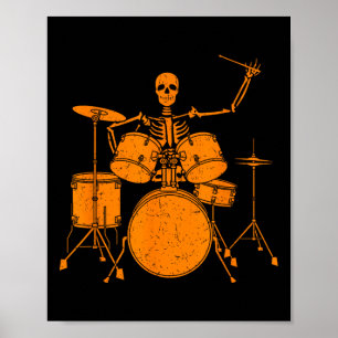 Halloween Skeleton Speling Drum Cute Funny Drums G Poster