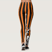 Halloween Skeleton Spider Sinaasappel Black Stripe Leggings (Achterkant)