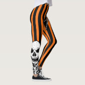 Halloween Skeleton Spider Sinaasappel Black Stripe Leggings (Rechts)