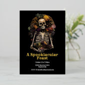  Halloween Skeleton Spooky Dinner Party Folie Uitnodiging (Staand Voorkant)