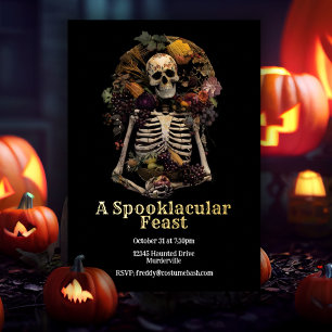 Halloween  Skeleton Spooky Harvest Party Folie Uitnodiging