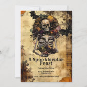 Halloween  Skeleton Spooky Harvest Party Kaart (Voorkant)