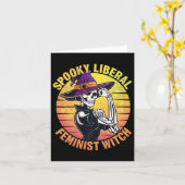 Halloween Skeleton Spooky Liberal Feminist Witch F Kaart (Gele Bloem)