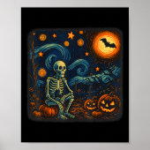 Halloween Skeleton Starry Night Van Gogh Pumpkin M Poster (Voorkant)