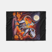 Halloween Skeleton T-Rex Ride Fleece Deken (Voorkant (Horizontaal))