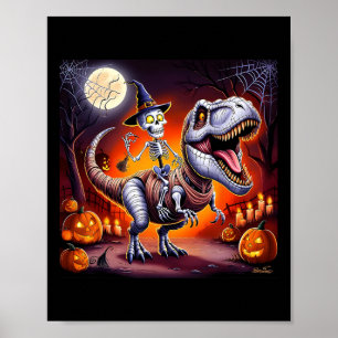 Halloween Skeleton T-Rex Ride Poster