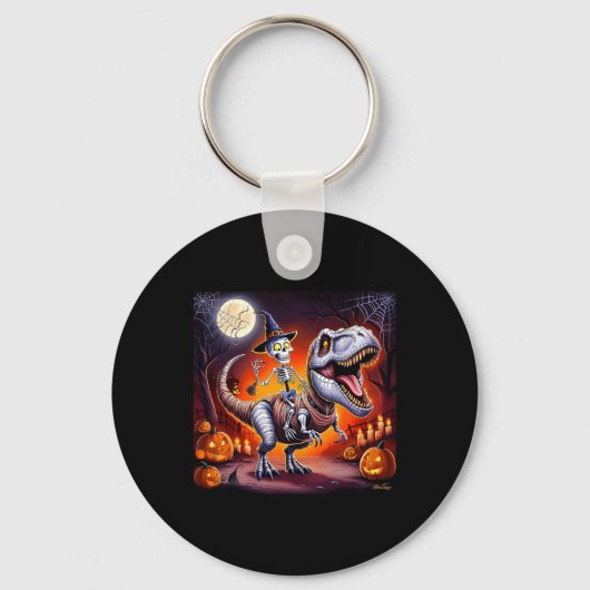 Halloween Skeleton T-Rex Ride Sleutelhanger (Voorkant)