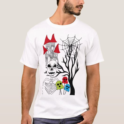 halloween skeleton   t-shirt (Voorkant)
