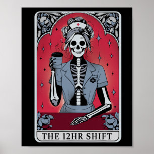 Halloween Skeleton Tarot Kaart De 12 uur Shift N Poster