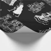 halloween skeleton toile rococo antique skull cadeaupapier (Hoek)