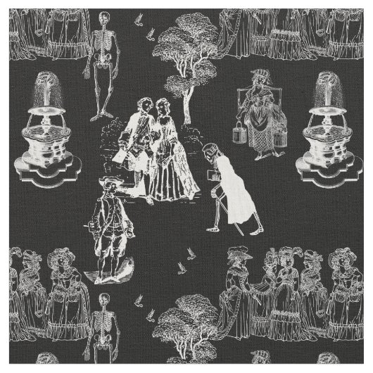 halloween skeleton toile rococo antique skull stof (Close Up)