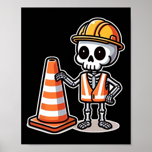 Halloween Skeleton Traffic Cone Poster (Voorkant)
