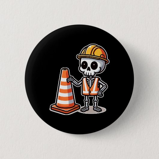 Halloween Skeleton Traffic Cone Ronde Button 5,7 Cm (Voorkant)
