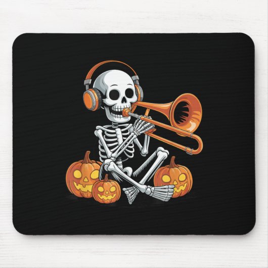 Halloween Skeleton Trombone Trombonist  Muismat (Voorkant)