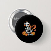 Halloween Skeleton Trombone Trombonist  Ronde Button 5,7 Cm (Voorkant /achterkant)