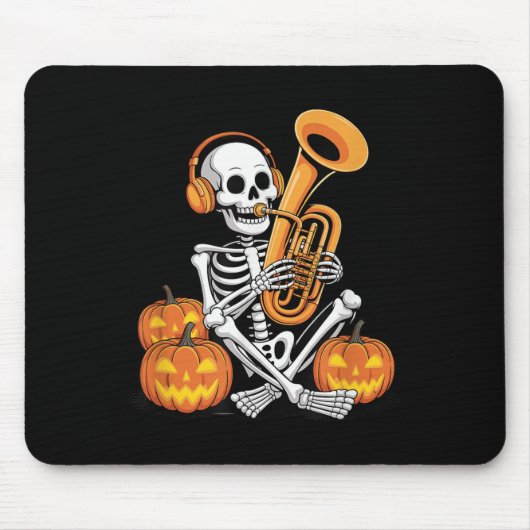 Halloween Skeleton Tuba Tubist  Muismat (Voorkant)
