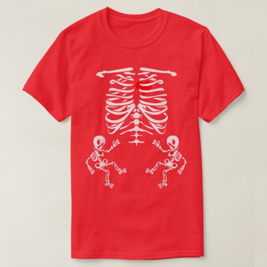 Halloween Skeleton Twins Gender onthulling Baby sh T-shirt (Design voorkant)