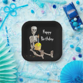 Halloween Skeleton verjaardagscupcake op zwart Papieren Bordje (Feest)