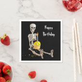 Halloween Skeleton verjaardagscupcake op zwart Servet (Insitu)