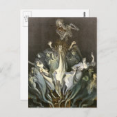 Halloween, Skeleton Violinist en Ghosts Briefkaart (Voorkant / Achterkant)