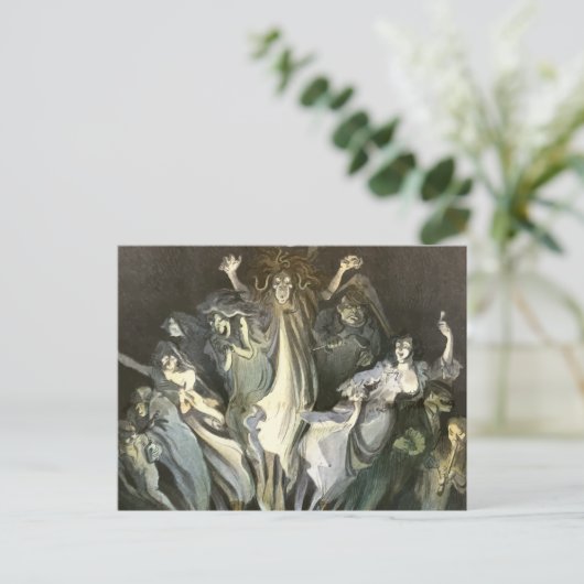  Halloween, Skeleton Violinist en Ghosts Briefkaart (Staand voorkant)