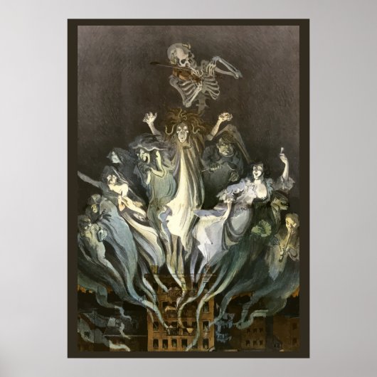 Halloween, Skeleton Violinist en Ghosts Poster (Voorkant)
