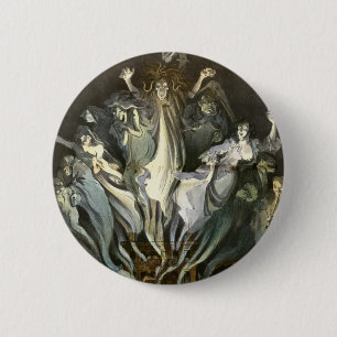 Halloween, Skeleton Violinist en Ghosts Ronde Button 5,7 Cm