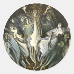 Halloween, Skeleton Violinist en Ghosts Ronde Sticker