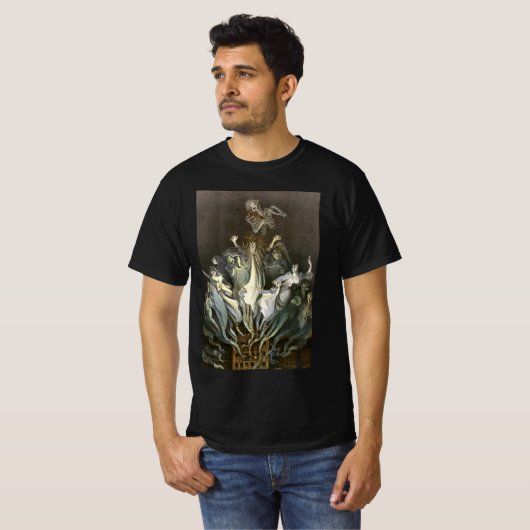  Halloween, Skeleton Violinist en Ghosts T-shirt (Voorkant volledig)