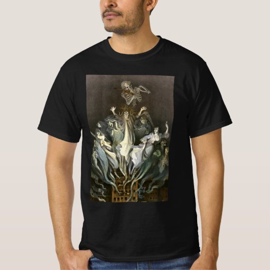 Halloween, Skeleton Violinist en Ghosts T-shirt (Voorkant)