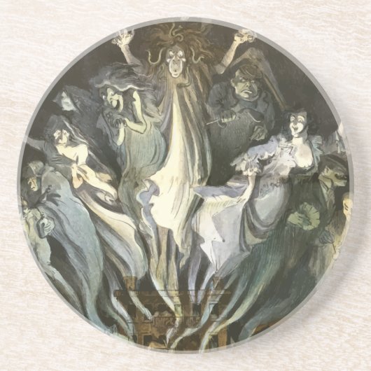 Halloween, Skeleton Violinist en Ghosts Zandsteen Onderzetter (Voorkant)