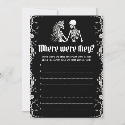 Halloween Skeleton Waar waren ze paar spel Kaart (Voorkant)