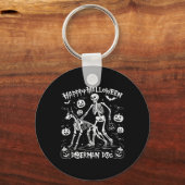 Halloween Skeleton Walking Doberman Dog Sleutelhanger (Voorkant)