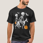 Halloween Skeleton Walking Doberman Dog T-shirt (Voorkant)