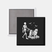 Halloween Skeleton Walking Samoyed Dog Magneet (Voorkant / Achterkant)