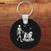 Halloween Skeleton Walking Samoyed Dog Sleutelhanger (Voorkant)