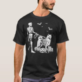 Halloween Skeleton Walking Samoyed Dog T-shirt (Voorkant)