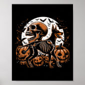 Halloween Skeleton Walking Skelet Doberman Dog Poster (Voorkant)