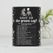 Halloween Skeleton Wat zei de bruidegom Spel Kaart (Staand voorkant)