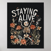 Halloween Skeleton Waterverf Floral Poster (Voorkant)