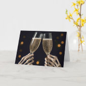 Halloween Skeleton Wedding Champagne Toast Kaart (Gele Bloem)